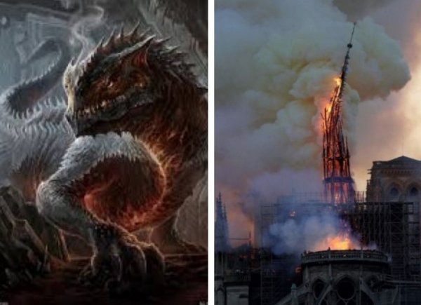 Предвестник конца света: Дракон-пришелец с Нибиру уничтожил собор Нотр-Дам в Париже